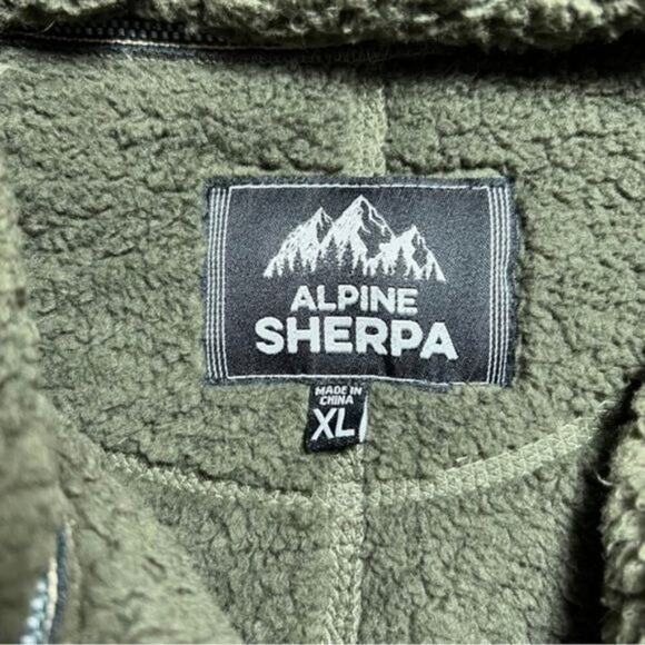 Alpine Sherpa Olive Green XL 1/4 Zip Fleece Pullover Jacket - Picture 4 of 7